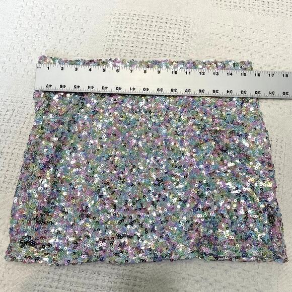 Fashion Nova XL multi color holographic sequin mini skirt SK 2864 - Picture 3 of 9